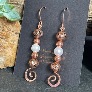 Artisan Wire Wrapped Copper Earrings Handmade